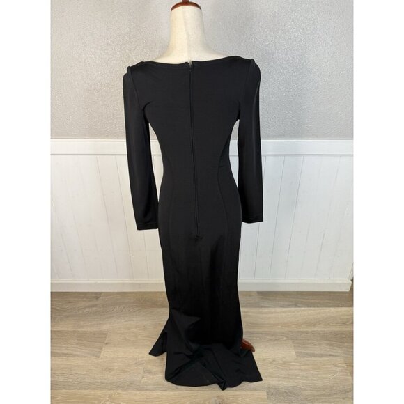 Vtg Tadashi Shoji Dress Womens Fits Sz S Black 90's Gothic Glam Square Neck Mesh - Picture 7 of 16